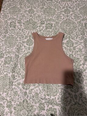 H&M Ribbed Crop Tank in Tan